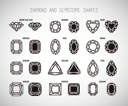 Diamond And Gemstone Shape Set.