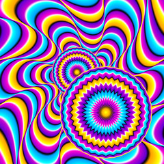 Abstract colorful background with moving balls (optical illusion of movement)