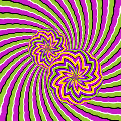 Abstract green background with moving spheres (optical illusion of movement)