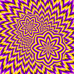 Abstract yellow background with moving balls (optical illusion of movement)