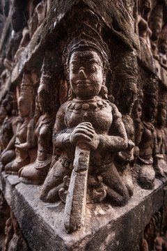 Wall Carvings, Leper King Terrace, Angkor Thom, Cambodia