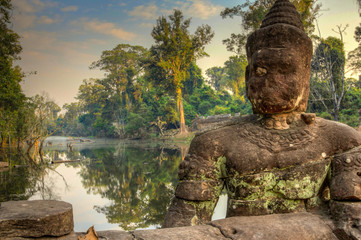 Fototapeta na wymiar Mysterious Preah Khan temple in Angkor, Siem Reap, Cambodia.
