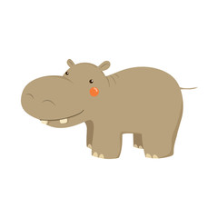 Hippopotamus Realistic Childish Illustration