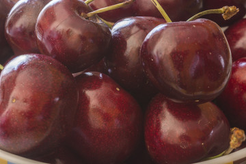 close up healthy organic food cherries