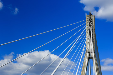 Close-up of Swietokrzyski Bridge in Warsaw, Poland.