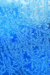 Winter ice frost, frozen background. frosted window glass textur