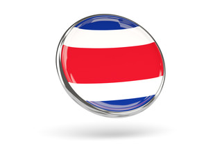 Flag of costa rica. Round icon with metal frame