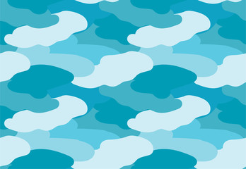 Camouflage fabric blue color military style seamless print pattern vector illustration