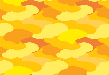 Camouflage fabric yellow color military style seamless print pattern vector illustration
