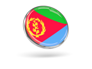 Fototapeta premium Flag of eritrea. Round icon with metal frame