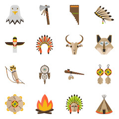 Indians culture color flat set
