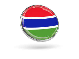 Fototapeta premium Flag of gambia. Round icon with metal frame