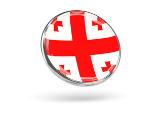 Flag of georgia. Round icon with metal frame