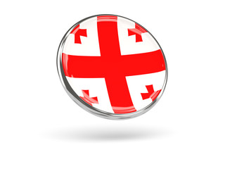 Obraz premium Flag of georgia. Round icon with metal frame