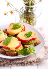 Zucchini, tomato and cheese appetizer snacks