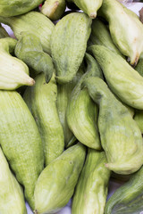 Green achocha (cayhua) on a market in Arequipa, Peru. 