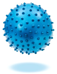 Children's blue ball with shadow, isolated on white background