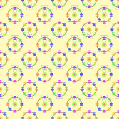 Multicolor attraction ferris wheel seamless pattern