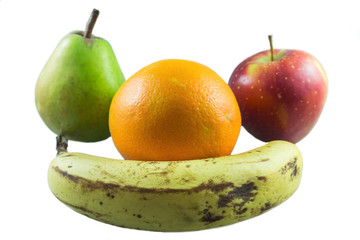 fresh fruit for breakfast on white background