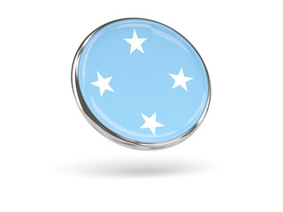 Flag of micronesia. Round icon with metal frame