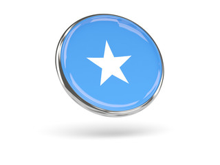 Flag of somalia. Round icon with metal frame