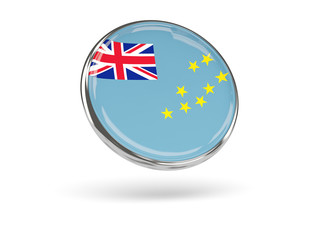 Flag of tuvalu. Round icon with metal frame