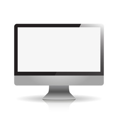 Computer display with empty white screen front view