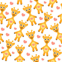 Obraz premium Cute cartoon giraffe seamless texture. Vector illustration