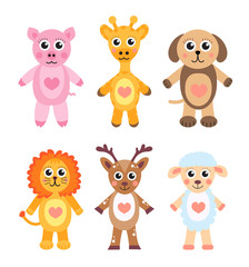 Fototapeta premium Cute cartoon animals set. Baby animals on a white background. Vector illustration