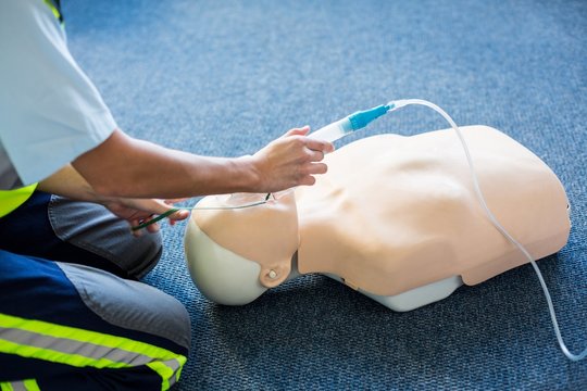 Female Paramedic During Cardiopulmonary Resuscitation Training