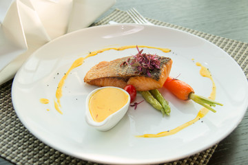  Grilled Marinated Salmon steak  meal