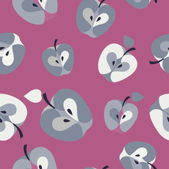 Seamless vector background with decorative apples. Print. Repeating background. Cloth design, wallpaper.