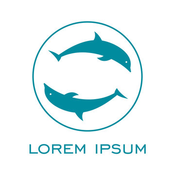 logotype template with dolphin isolated on background