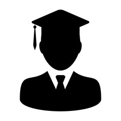 Student Icon - Male Graduation, Academic, Education, Degree, Mortar Board icon in glyph vector illustration