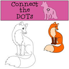Educational games for kids: Connect the dots. Little cute fox