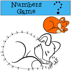 Educational games for kids: Numbers game with contour. Little cute fox