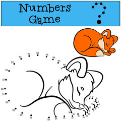 Educational games for kids: Numbers game. Little cute baby fox.