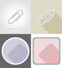 clip stationery equipment set flat icons vector illustration