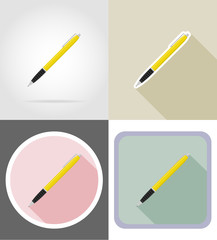 pen stationery equipment set flat icons vector illustration