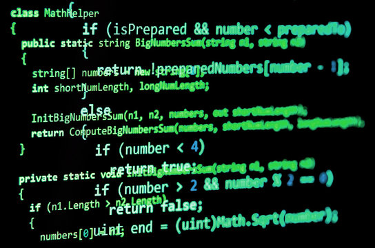 Programming code - green color, written in C# language syntax