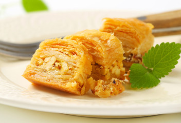 Nut filled layered pastry (Baklava)