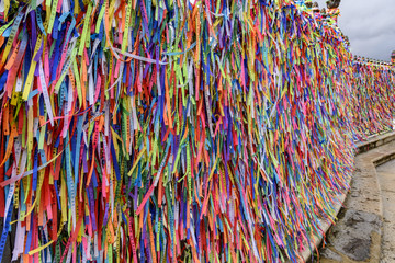 Ribbons of Our Lord of Bonfim tied the church of the same name bars in Salvador in Bahia