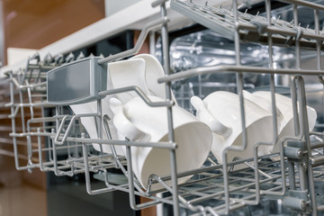 Dishes in dishwasher machine