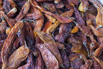 Aji amarillo, dried yellow chili peppers, 