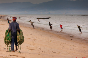 Sierra Leone, West Africa, the beaches of Yongoro - obrazy, fototapety, plakaty