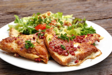 savoury french toast and salad