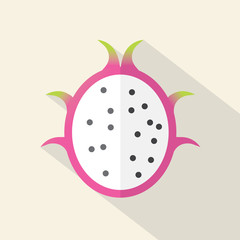 Dragon Fruit Part Flat Design Vector Illustration.
