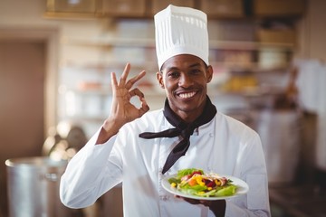 Portrait of happy chef making ok sign