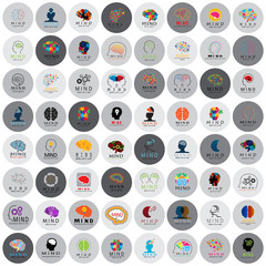 Mind Icons Set - Isolated On White Background - Vector Illustration, Graphic Design