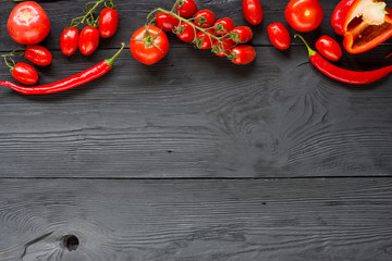 Ripe tomato Healthy food background and Copy space